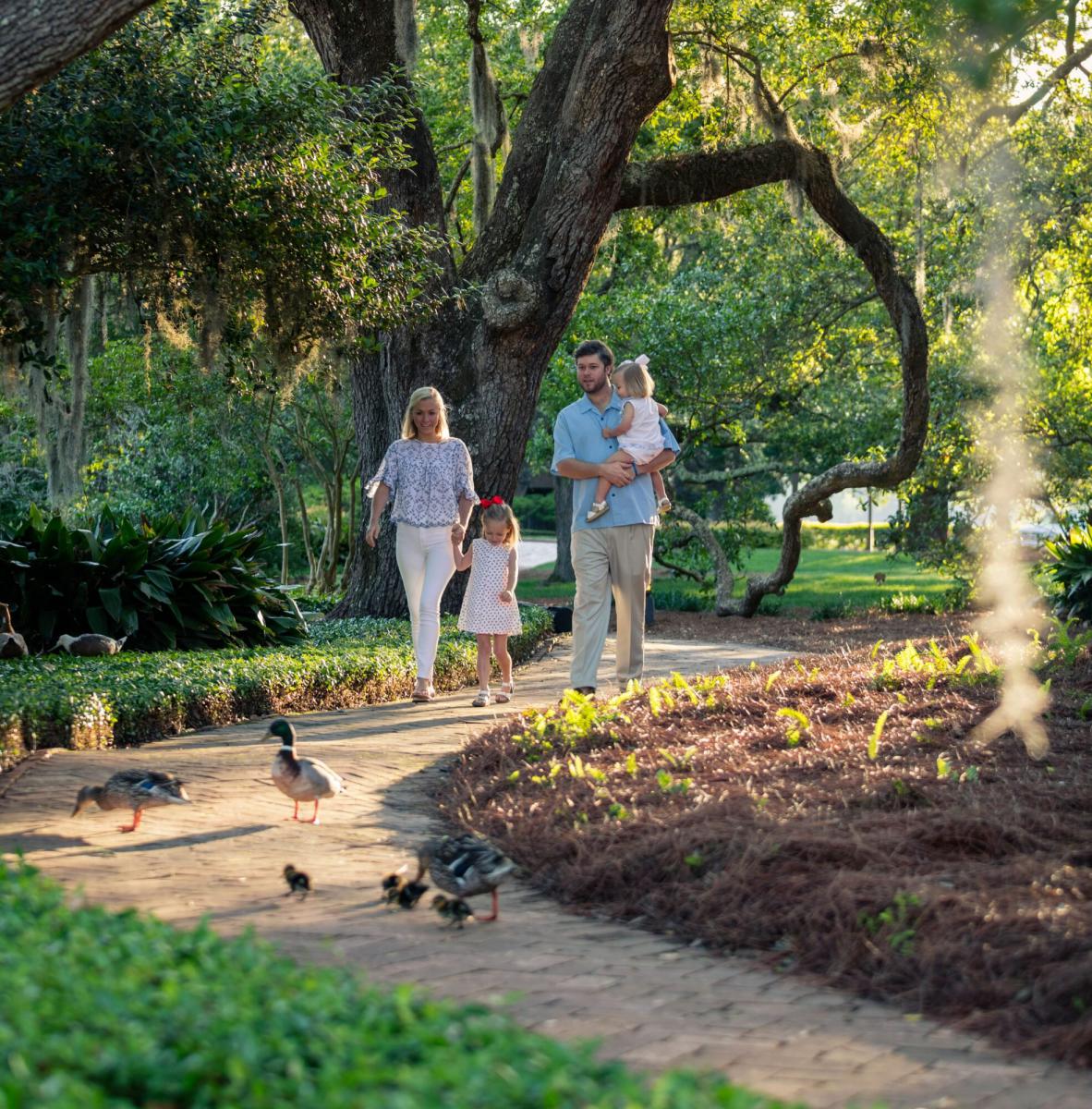 family walking